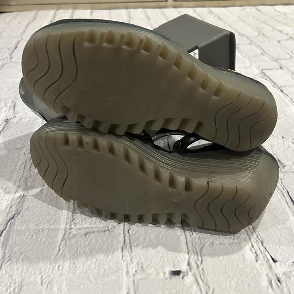 FLY London Yeji Sandals Blue Tan Geometric Wedge Peep Toe EU 38 US 7 - Picture 6 of 9